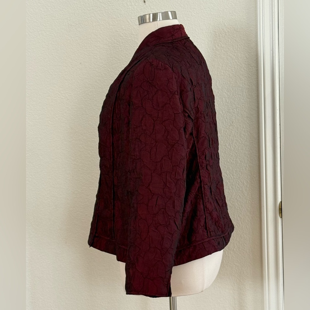 Chico's Deep Burgundy Textured Blazer Size 16 (Chico’s size 3) - Picture 9 of 16